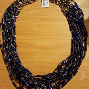 Chico's beaded necklace, blue and gold